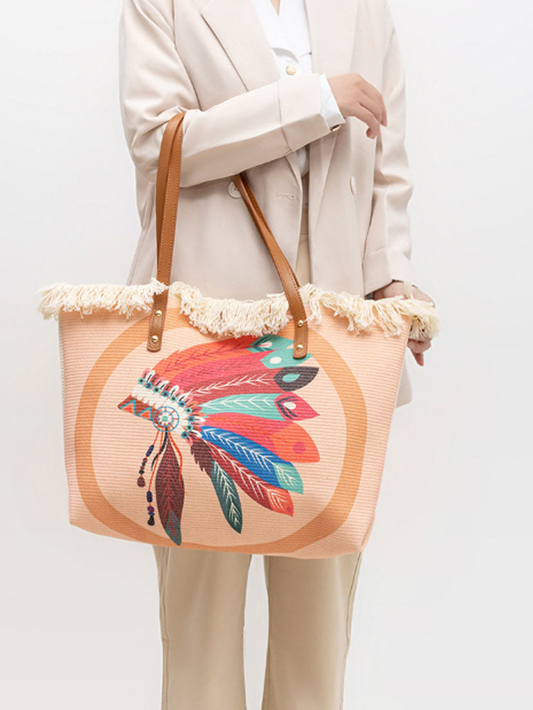 Fashionable Printed Canvas Shoulder Bag-CALLISTARI