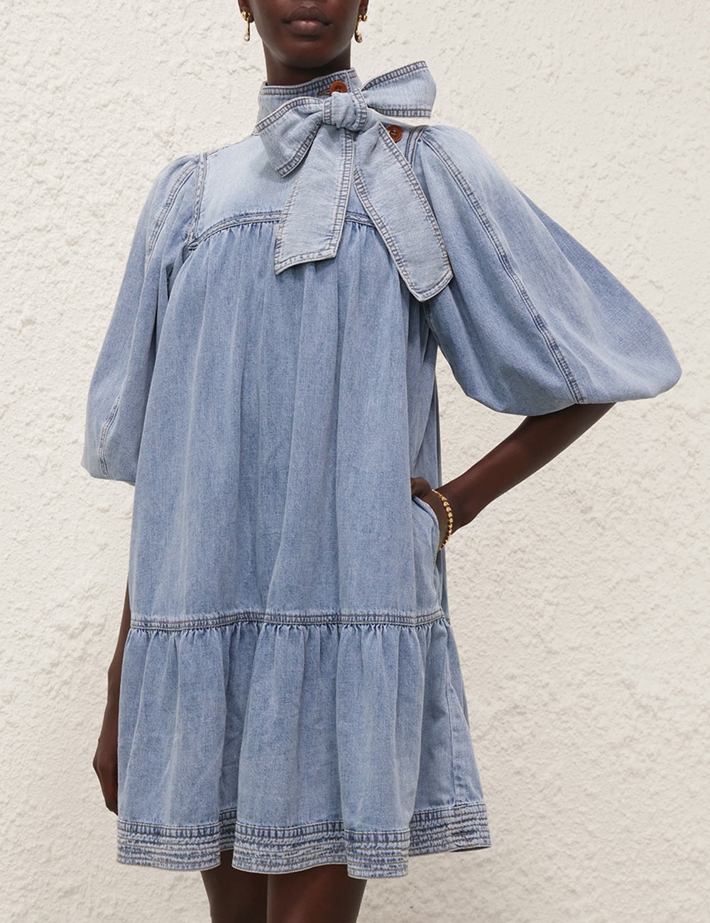 Cotton Denim Cover Up Dress-Mesadic