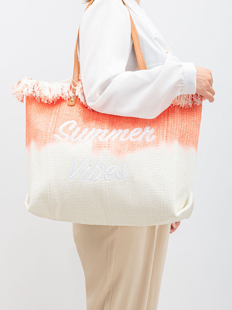 Two-Tone Embroidered Tote Bag-CALLISTARI