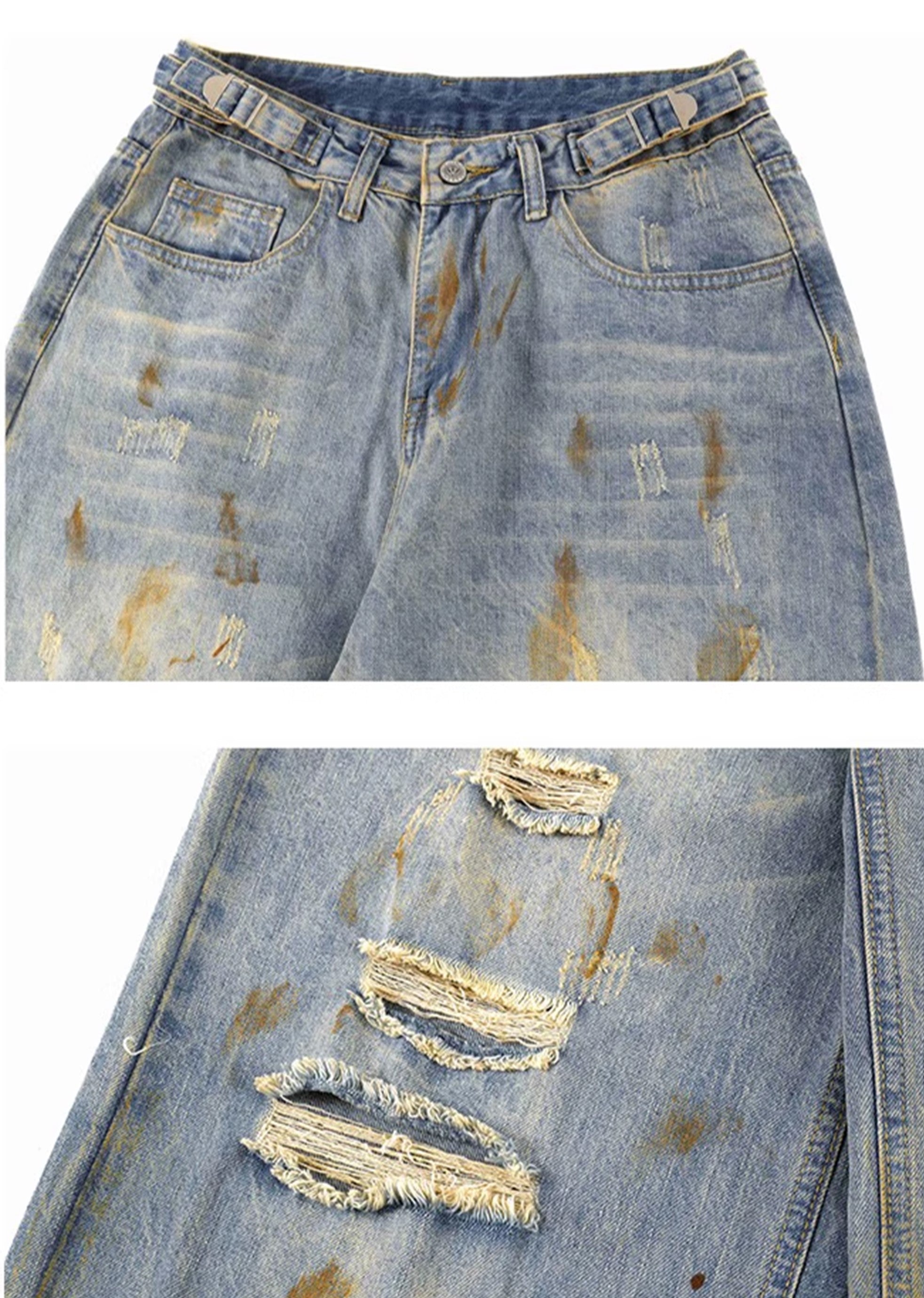 【MAXDSTR】Myriad middle distressed dull wide denim pants  MD0159-CALLISTARI