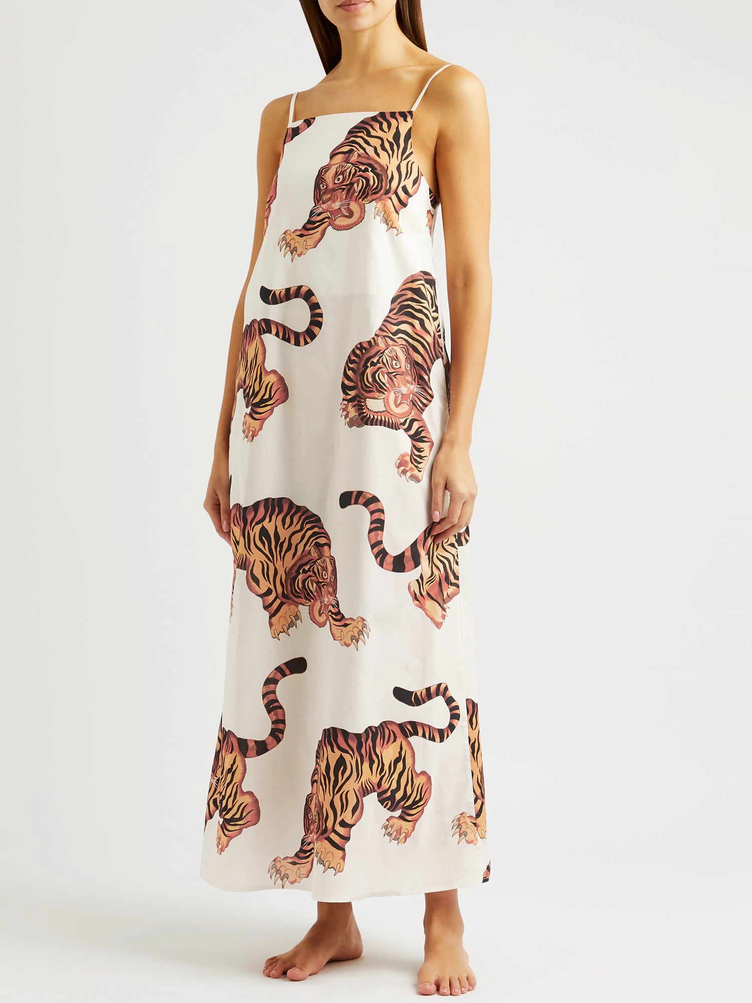 Shoulder Strap 100%Cotton Dress - Tiger-CALLISTARI