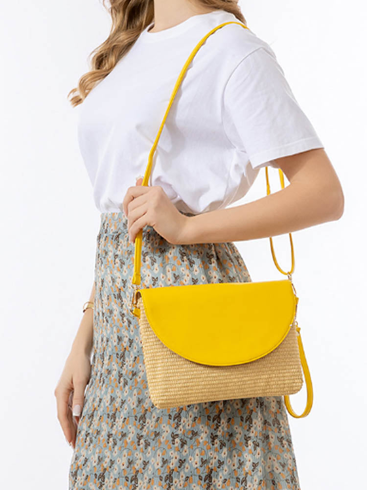 Detachable Shoulder Strap Grass Woven Clutch-CALLISTARI