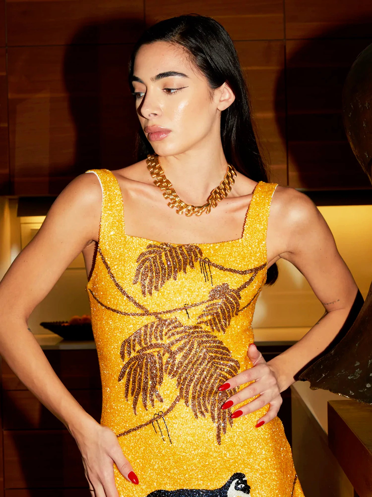 Sparkling Mini Slip Dress - Natural Dream - Yellow-CALLISTARI