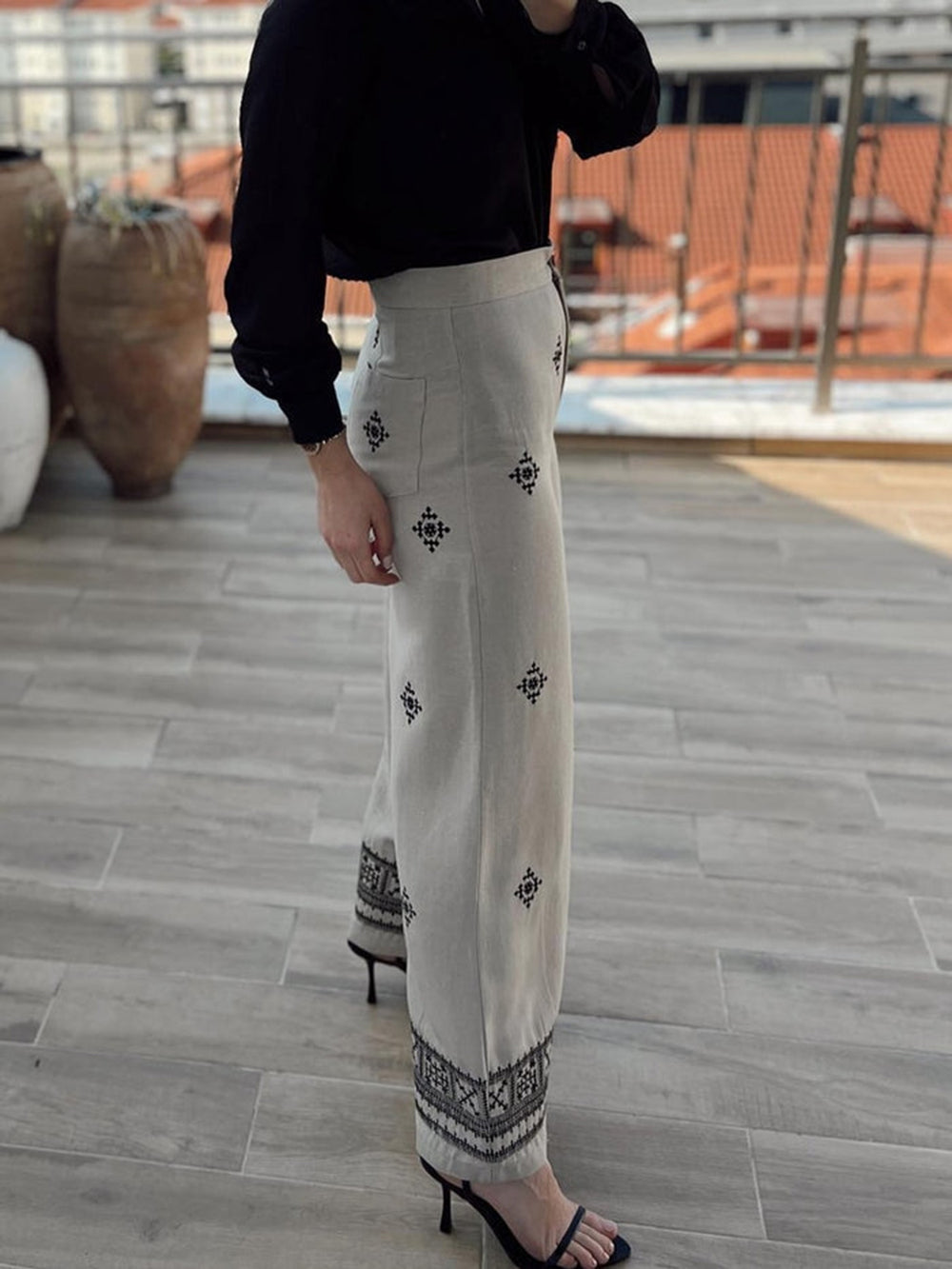 Flora Linen Blend Trousers-CALLISTARI
