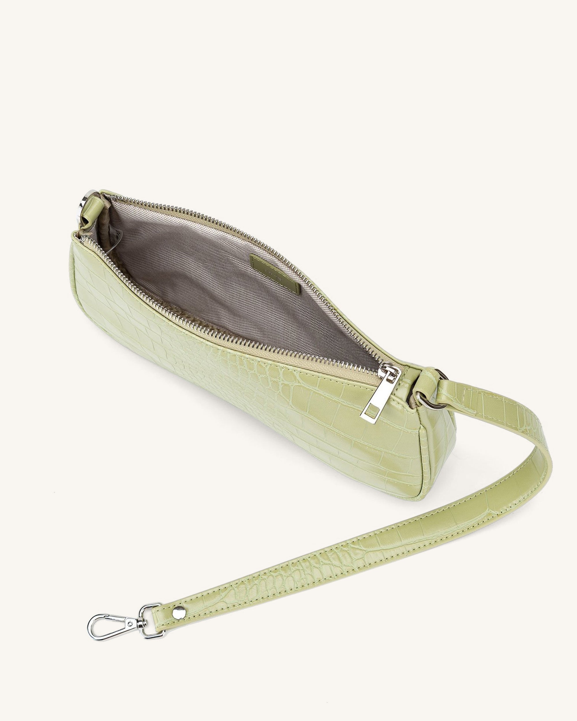 Eva Shoulder Handbag - Sage Green Croc-Mesadic