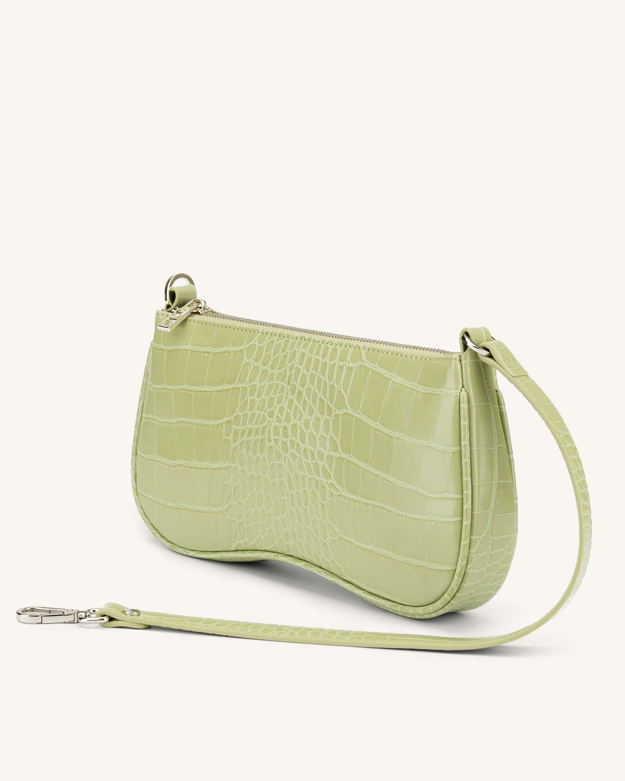 Eva Shoulder Handbag - Sage Green Croc-Mesadic
