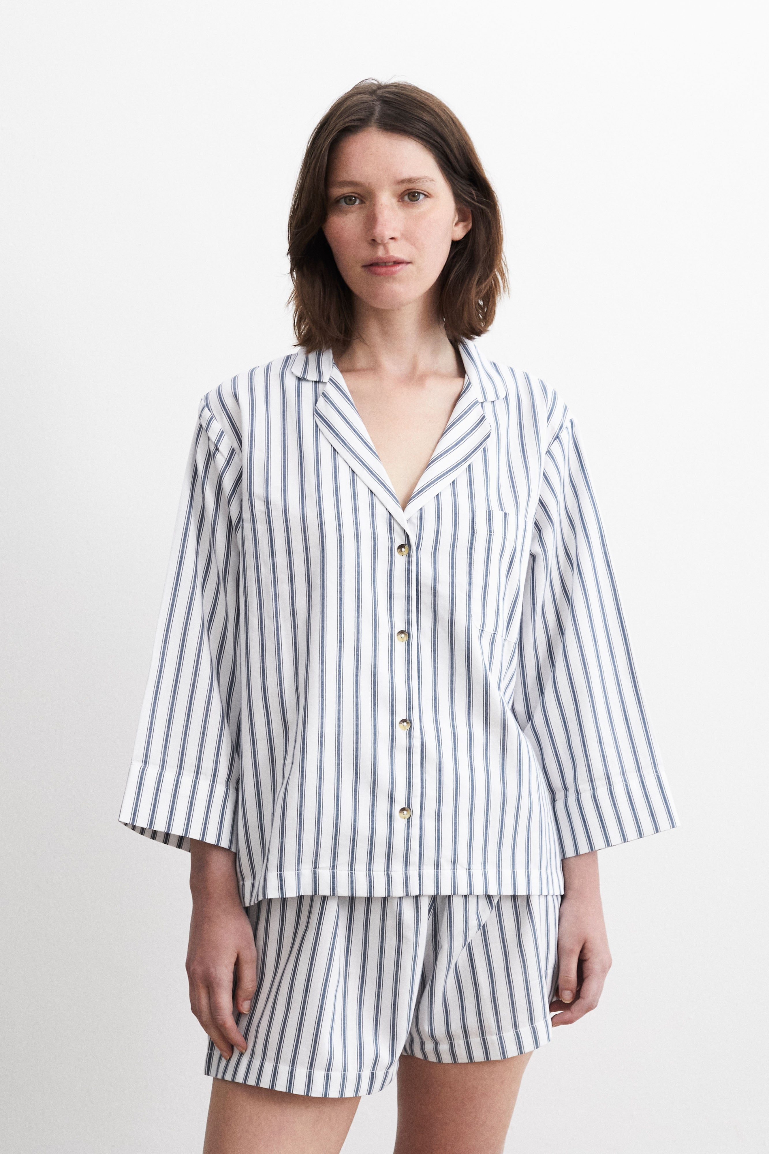 Relaxed Ticking Stripe Shorts Set-CALLISTARI