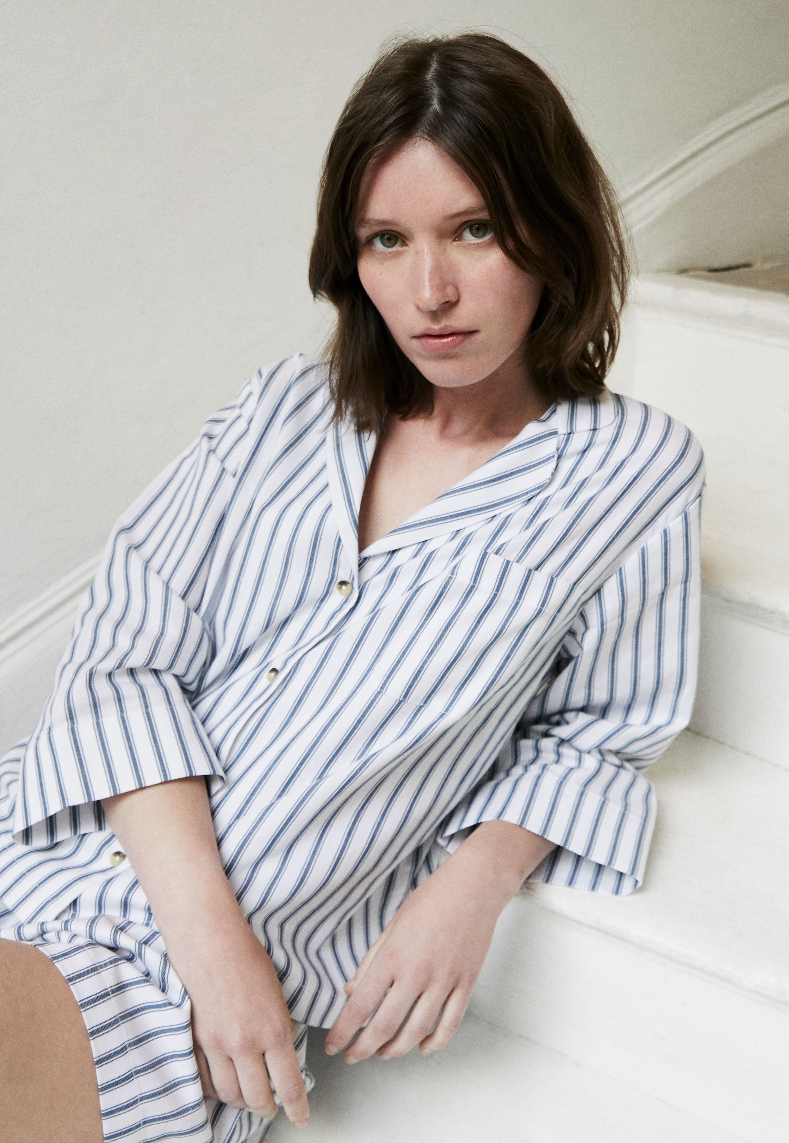 Relaxed Ticking Stripe Shorts Set-CALLISTARI