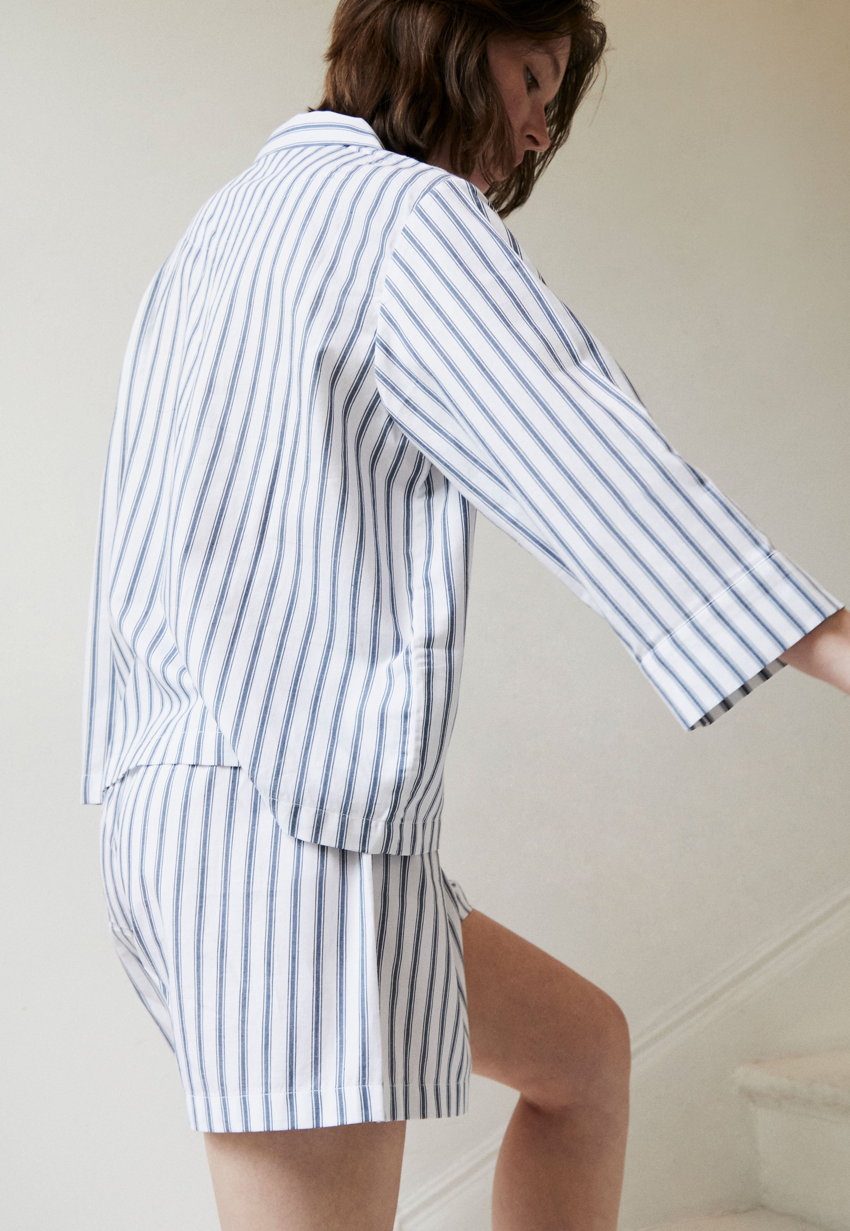Relaxed Ticking Stripe Shorts Set-CALLISTARI