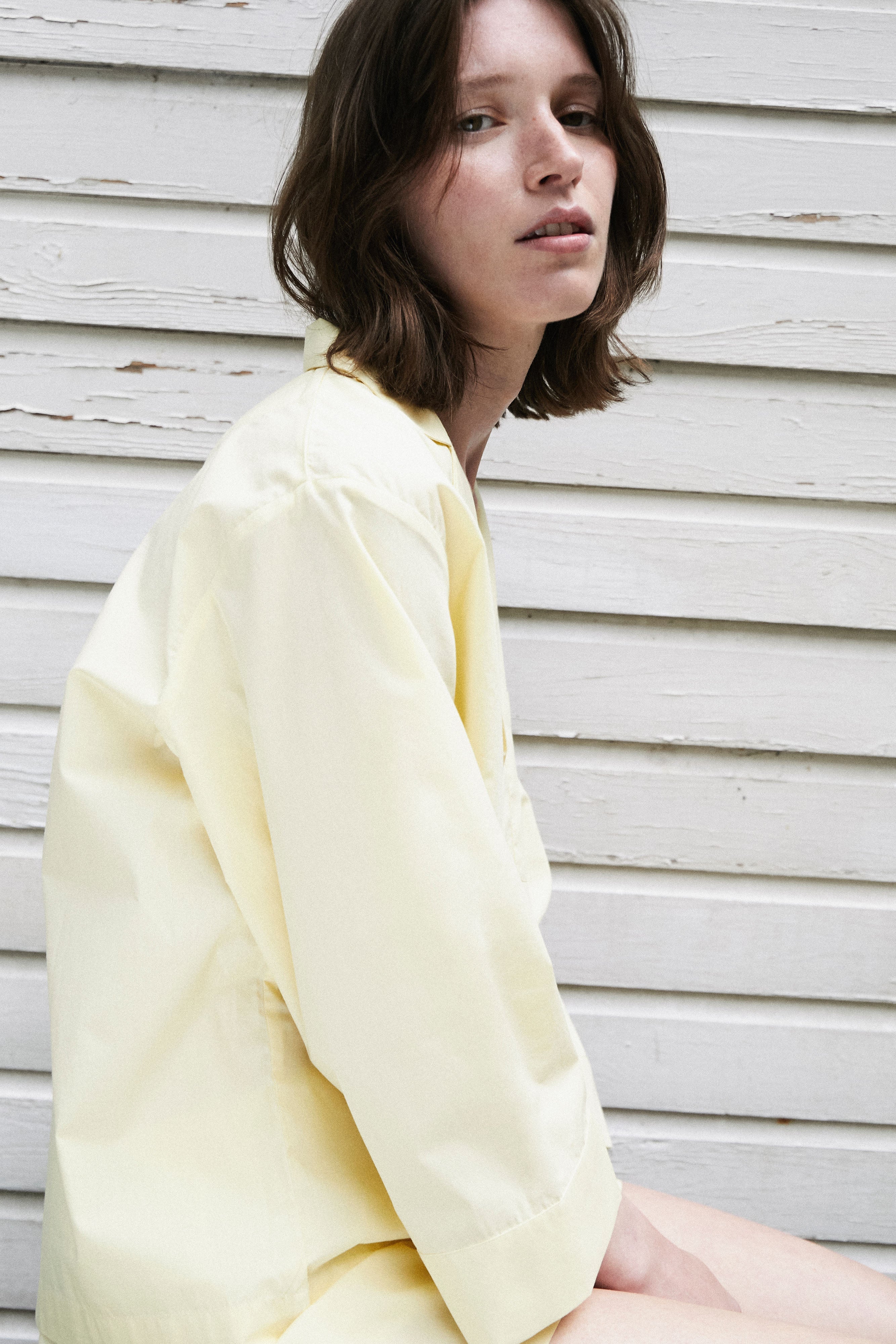 Relaxed Pale Yellow Pyjama Shorts Set-CALLISTARI