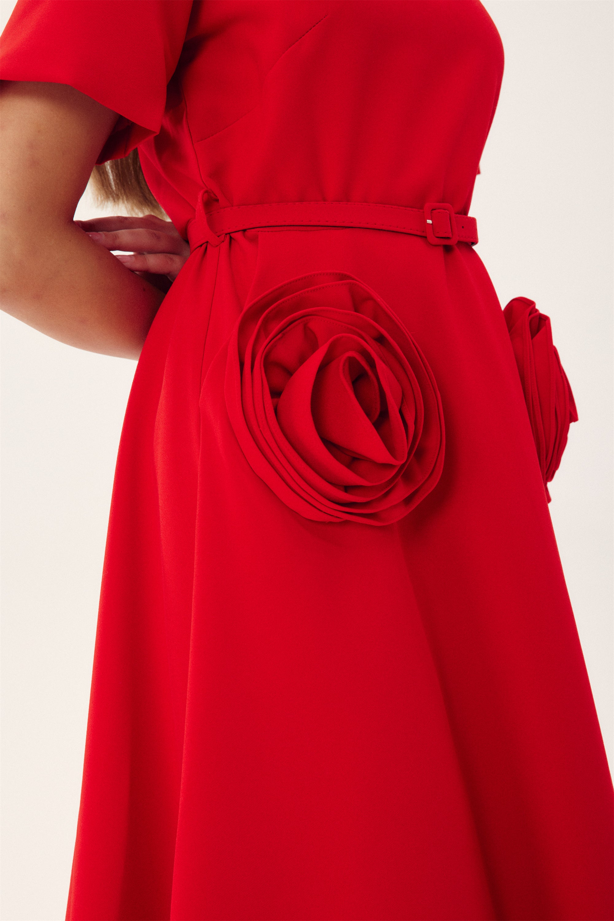 Grace Floral Appliqué Short Sleeve Midi Dress-CALLISTARI