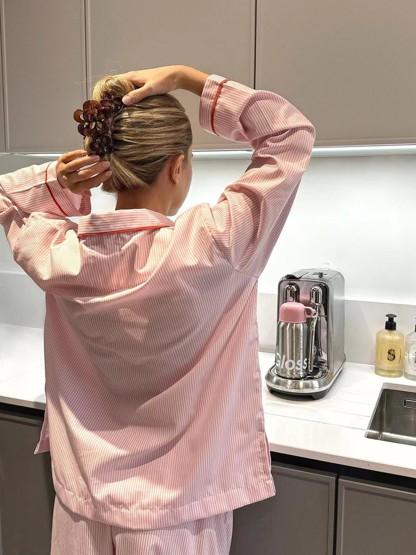 Girl Love Pajama in Pink Stripes-Mesadic