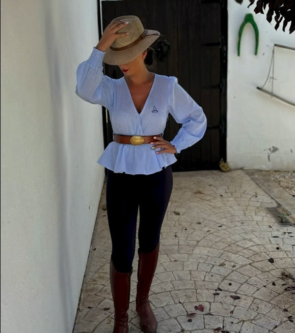 Callistari Long-sleeve Ruffled Waist Shirt-CALLISTARI