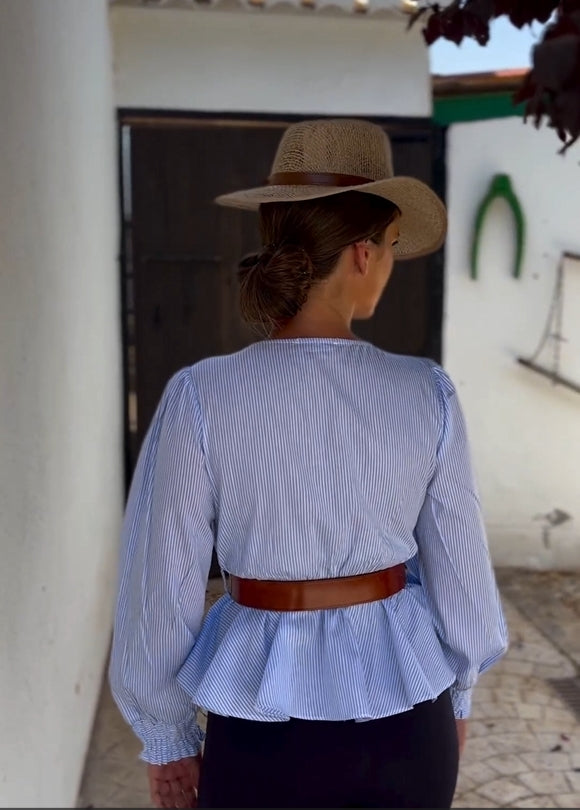 Callistari Long-sleeve Ruffled Waist Shirt-CALLISTARI