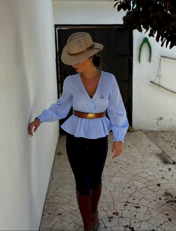 Callistari Long-sleeve Ruffled Waist Shirt-CALLISTARI