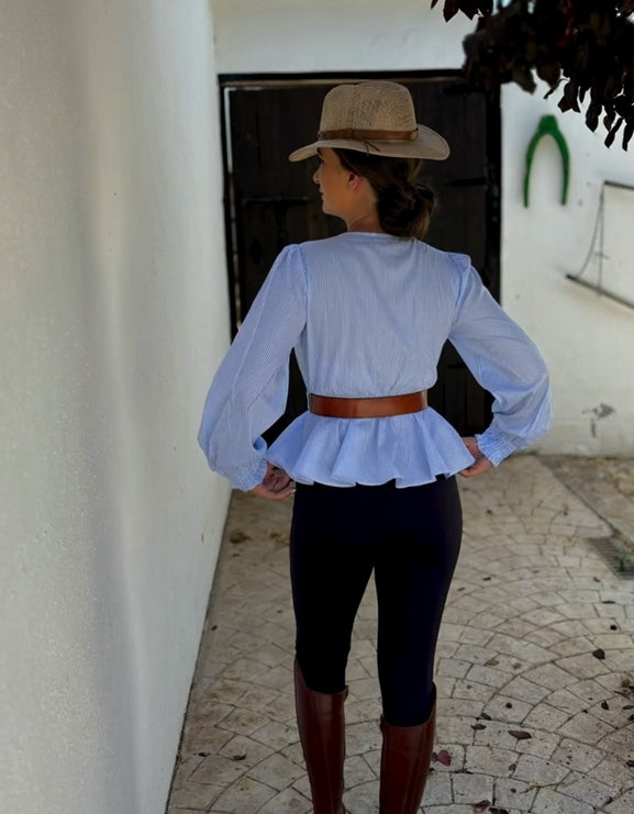 Callistari Long-sleeve Ruffled Waist Shirt-CALLISTARI