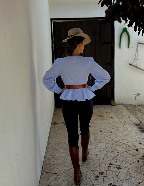 Callistari Long-sleeve Ruffled Waist Shirt-CALLISTARI