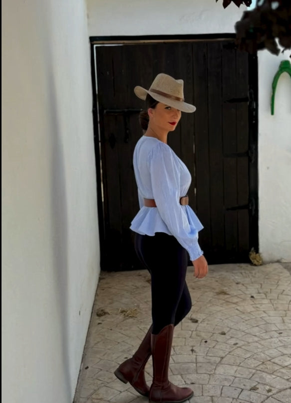 Callistari Long-sleeve Ruffled Waist Shirt-CALLISTARI