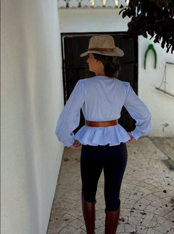 Callistari Long-sleeve Ruffled Waist Shirt-CALLISTARI