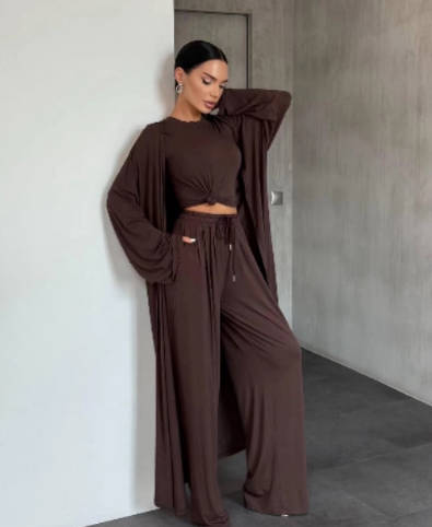 Chic Oversized Knit Suit-Trafni