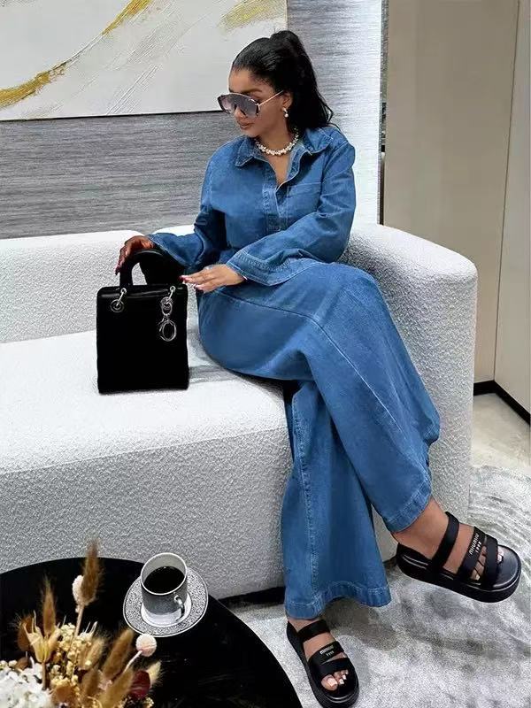 Asymmetrical denim suit-Mesadic