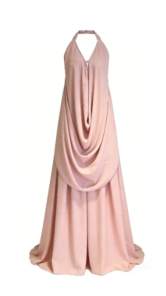 Backless ruffled top and wide-leg pants set