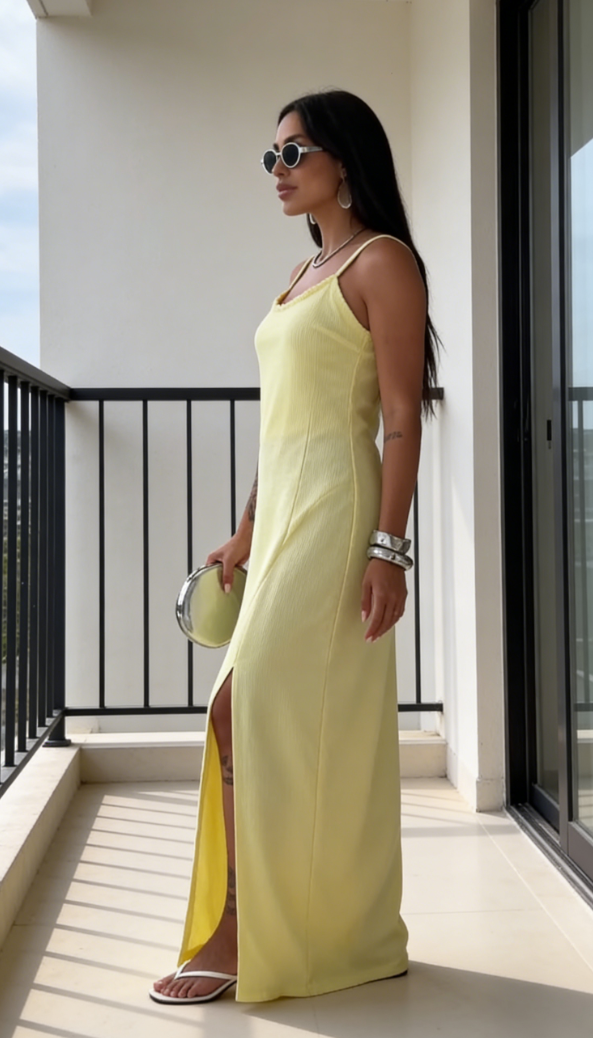 Solid color sleeveless spaghetti strap maxi dress-Trafni