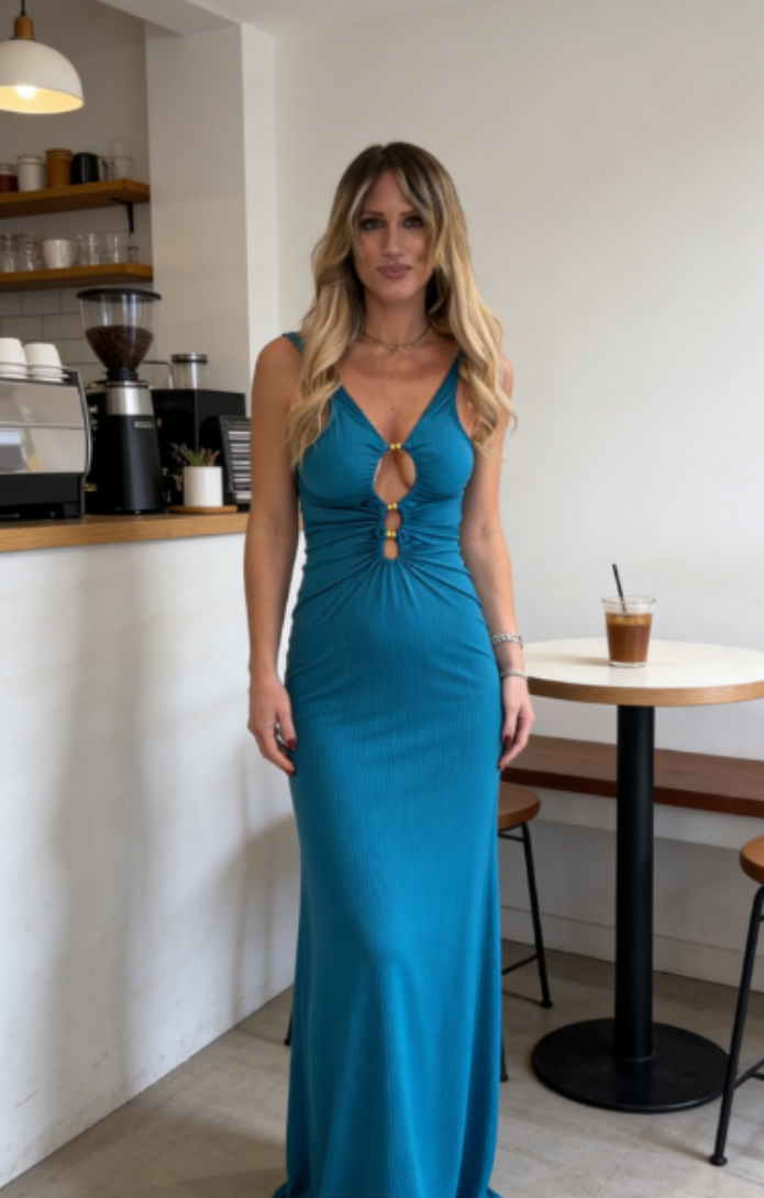 Blue suspender skirt