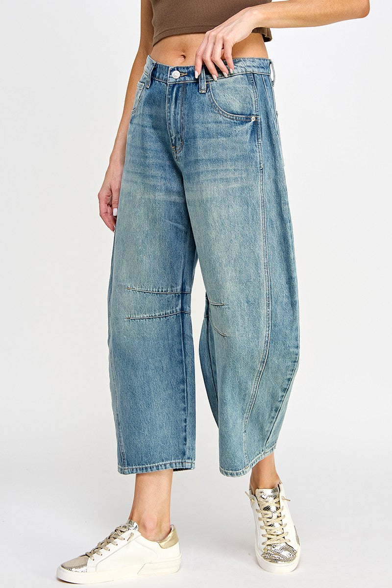 Mid-Rise Barrel Jeans-Mesadic