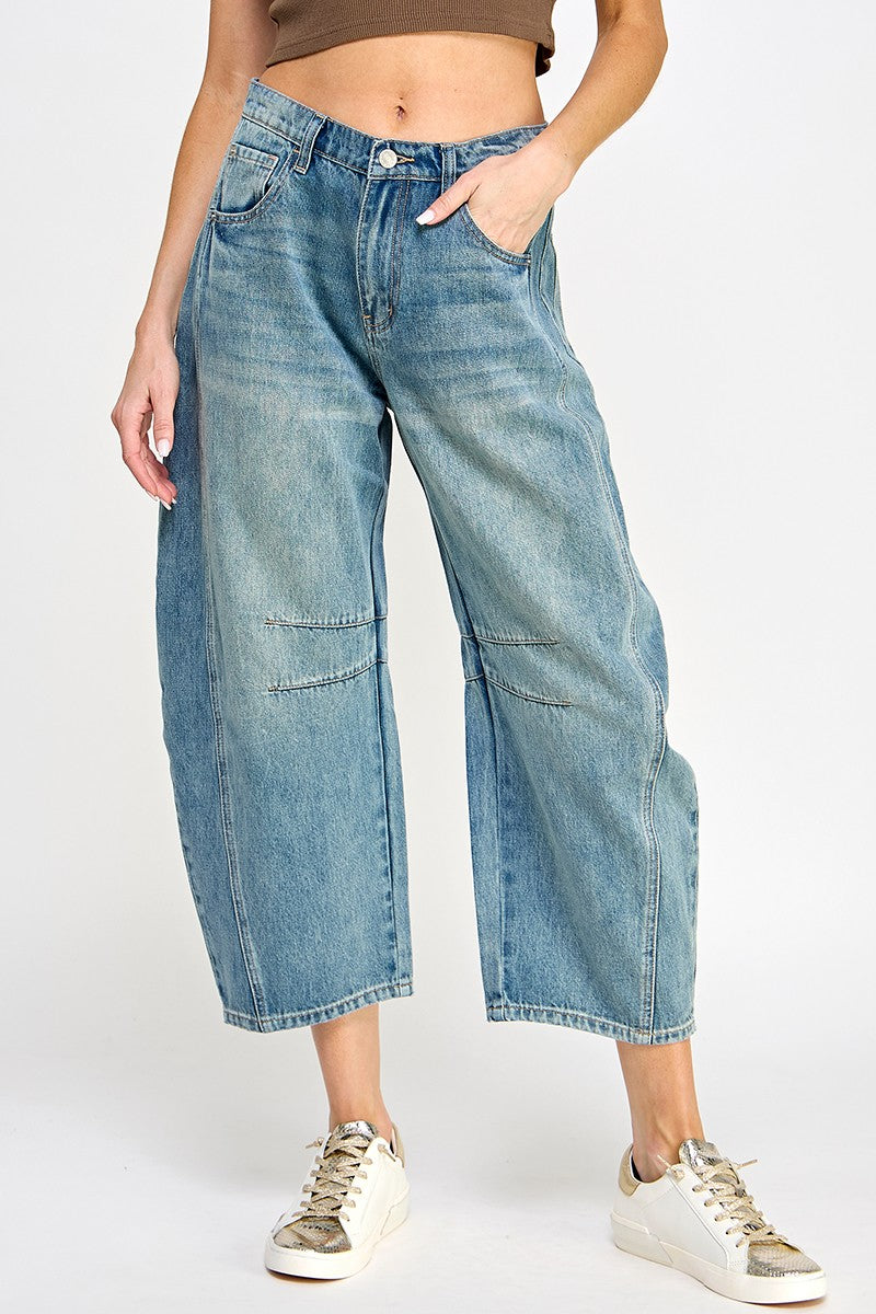 Mid-Rise Barrel Jeans-Mesadic