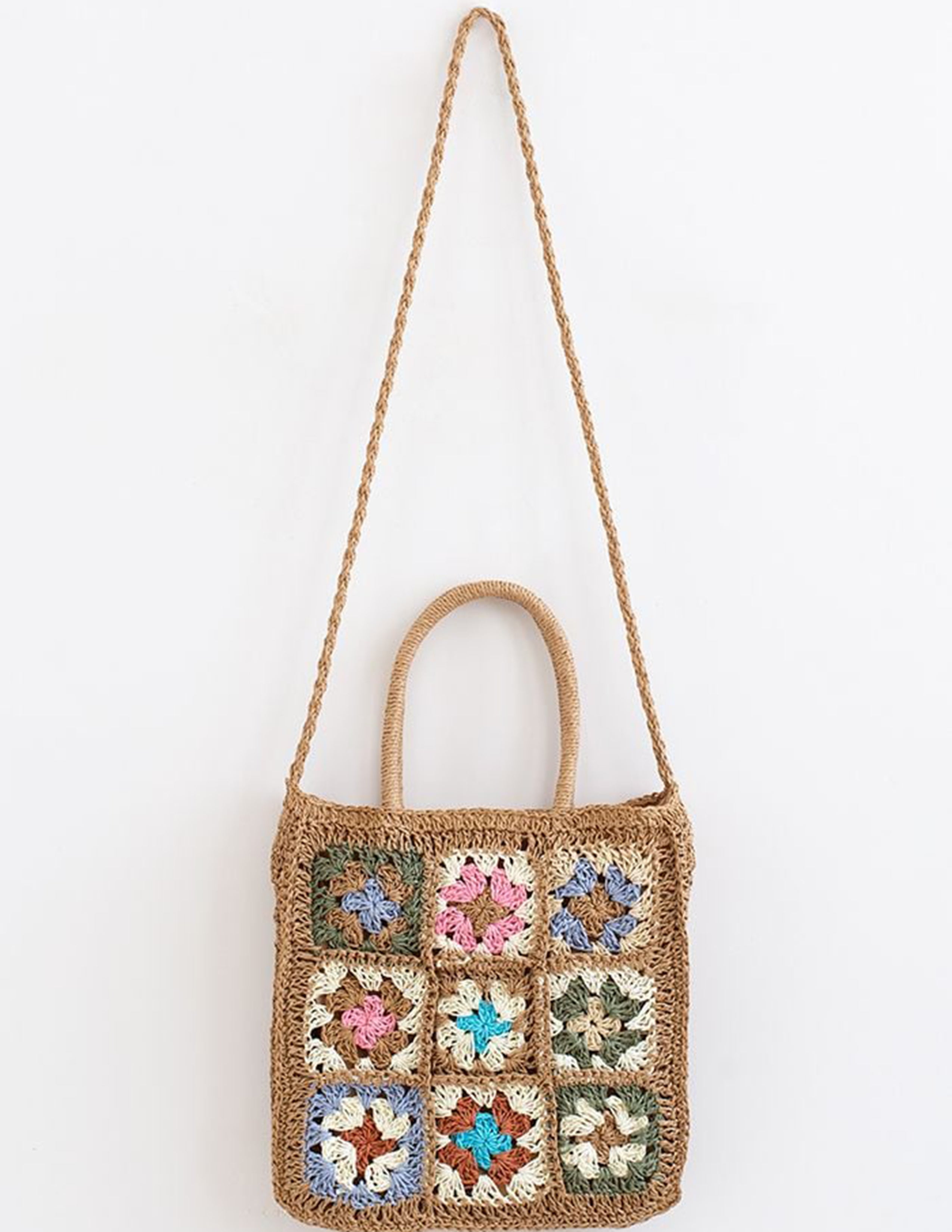 Colored Flower Woven Straw Bag-CALLISTARI