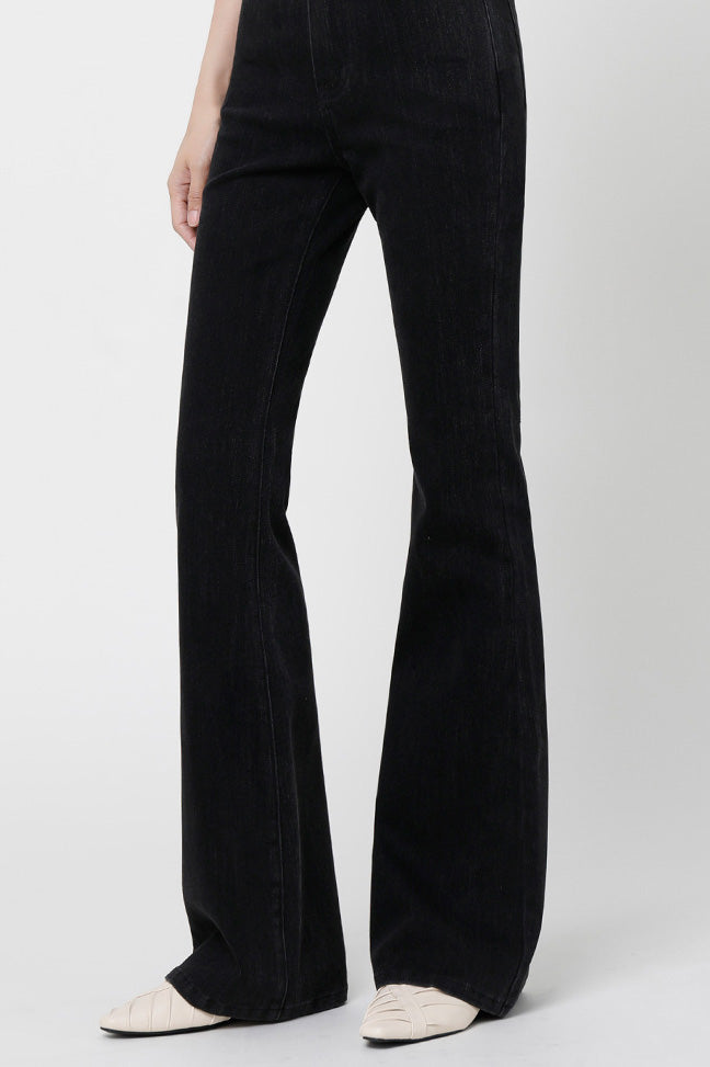 Black Slim Flare Jeans-ROVOLE