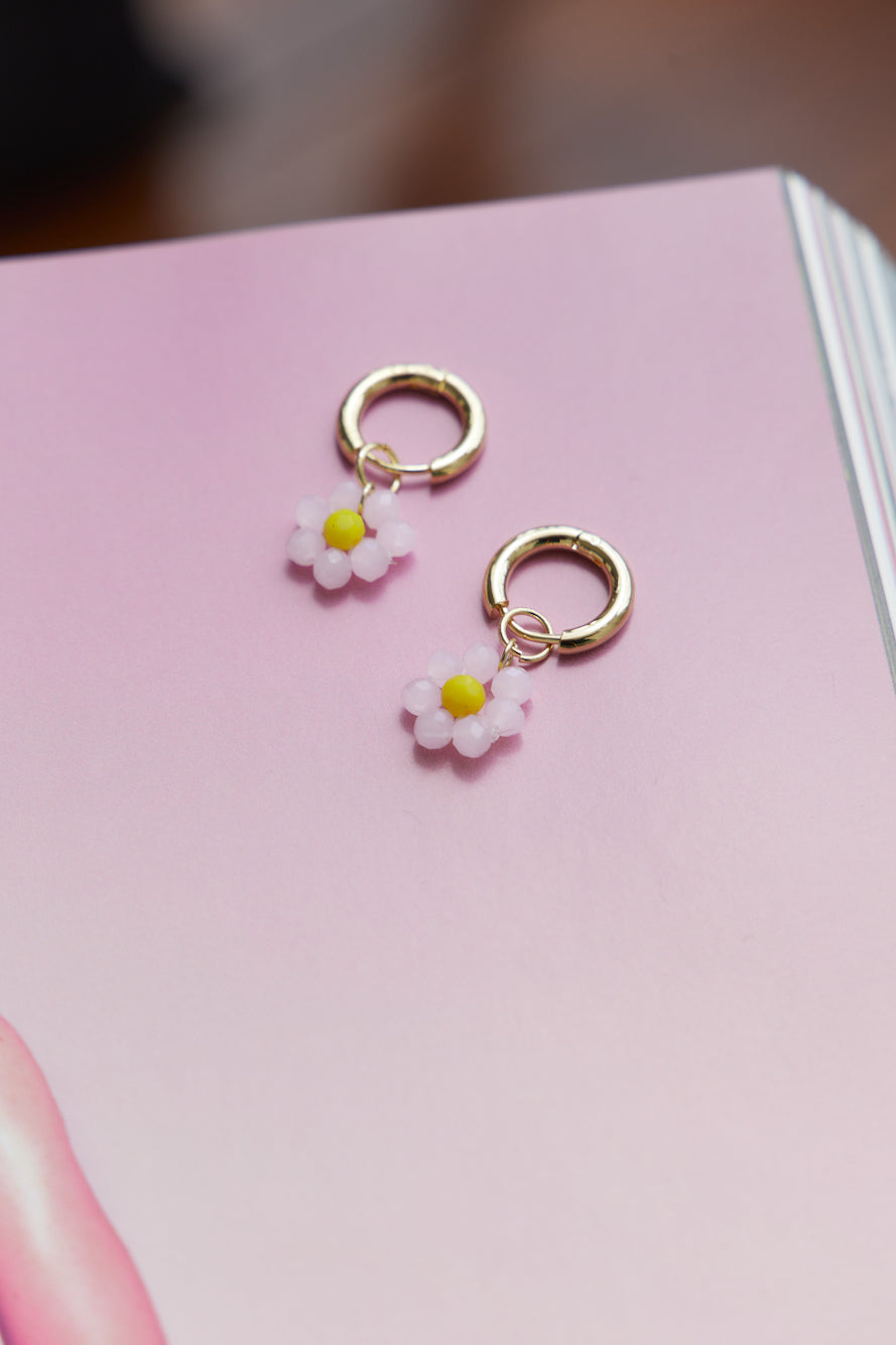 14K Gold Plated Cute As A Daisy Earrings Light Pink-CALLISTARI