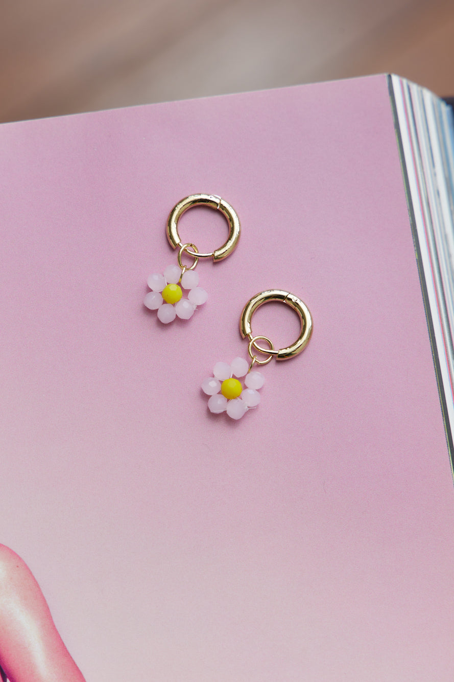 14K Gold Plated Cute As A Daisy Earrings Light Pink-CALLISTARI