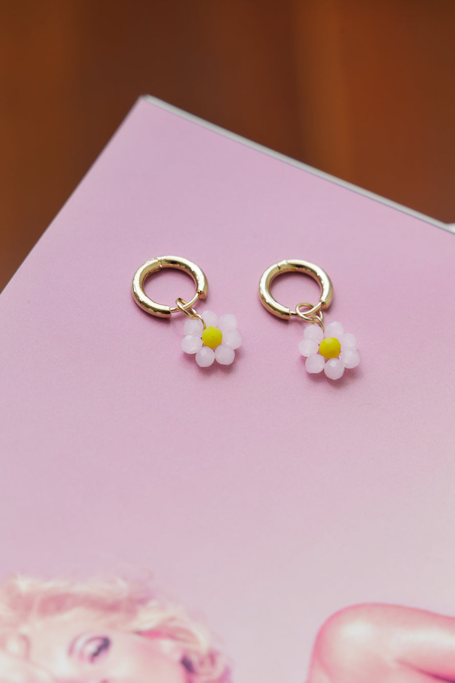 14K Gold Plated Cute As A Daisy Earrings Light Pink-CALLISTARI