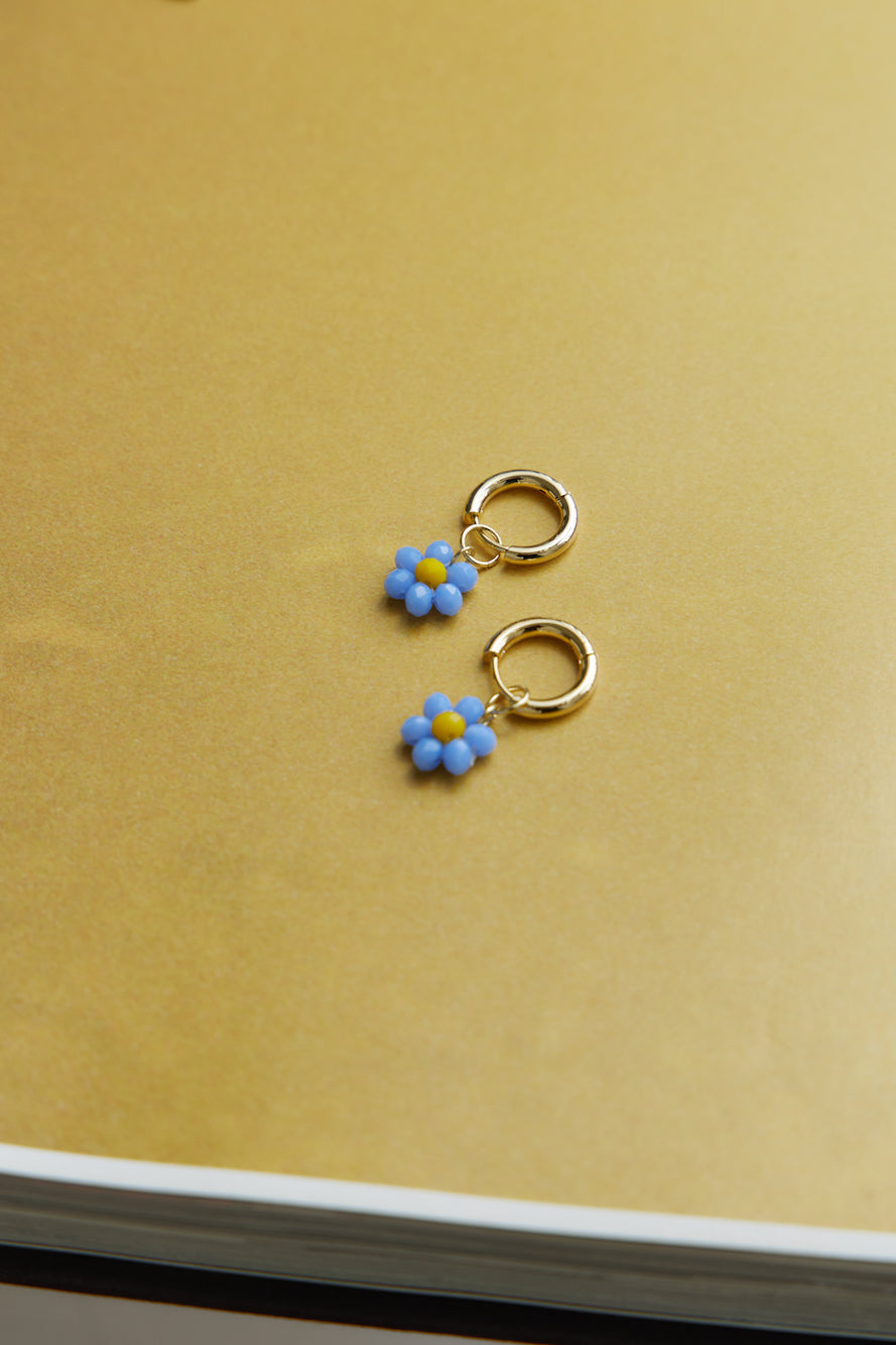14K Gold Plated Cute As A Daisy Earrings Dark Blue-CALLISTARI