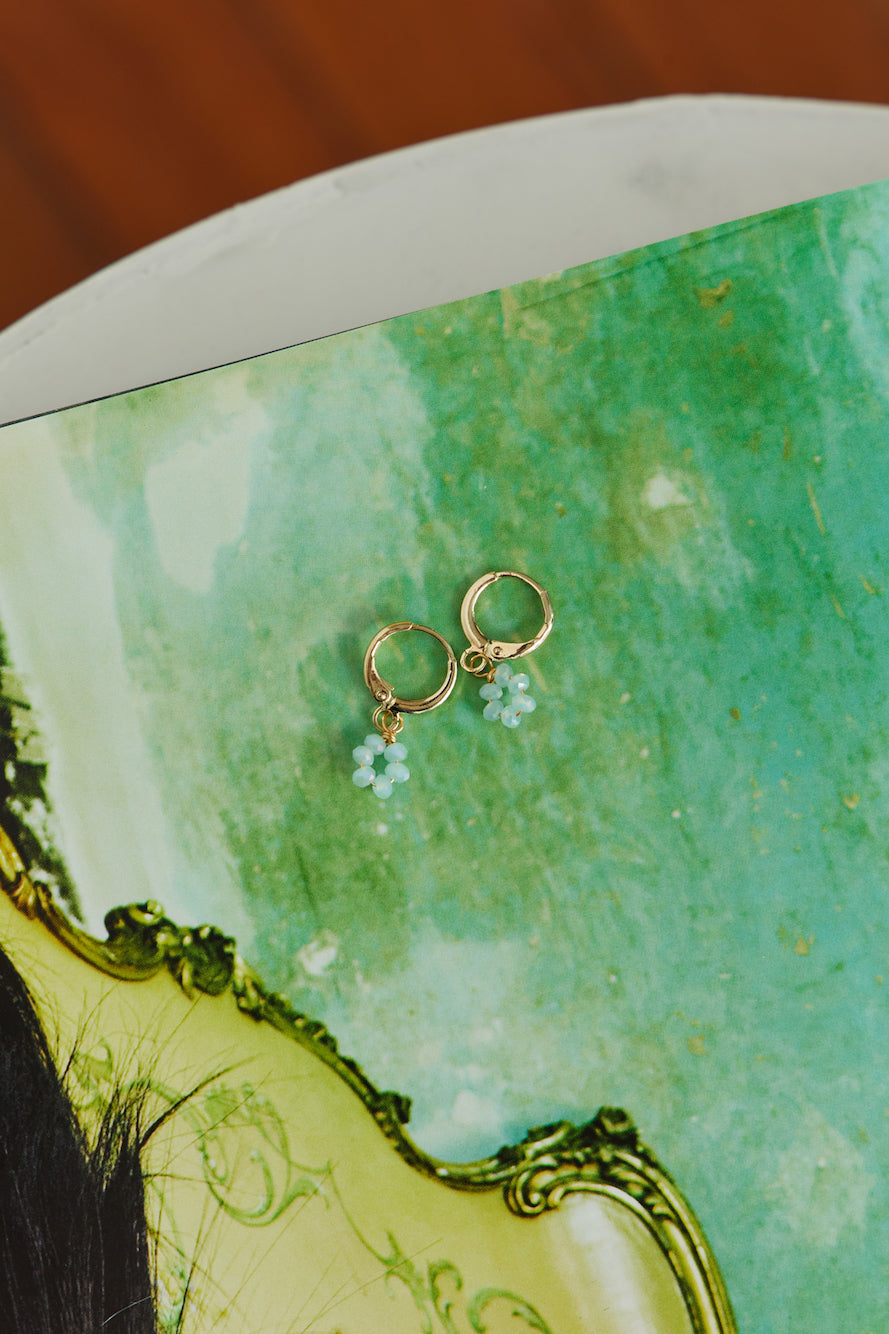 14K Gold Plated Daisy Sweet Earrings Light Blue-CALLISTARI