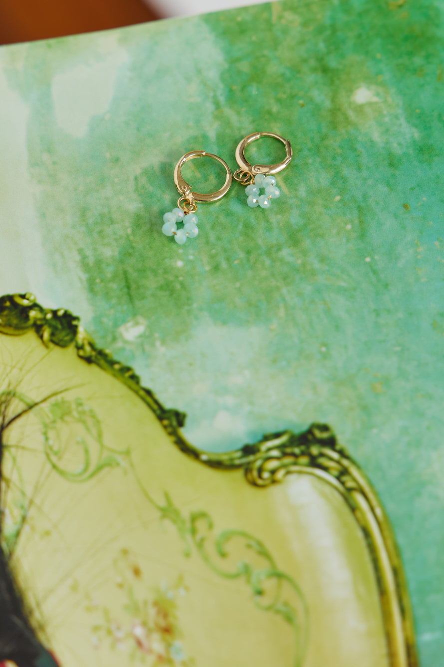14K Gold Plated Daisy Sweet Earrings Light Blue-CALLISTARI