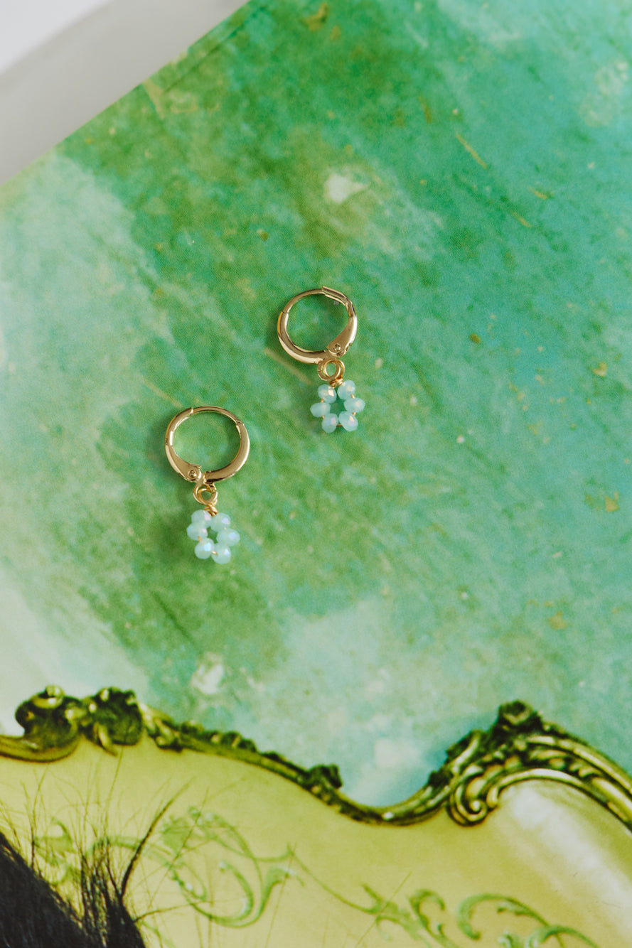 14K Gold Plated Daisy Sweet Earrings Light Blue-CALLISTARI