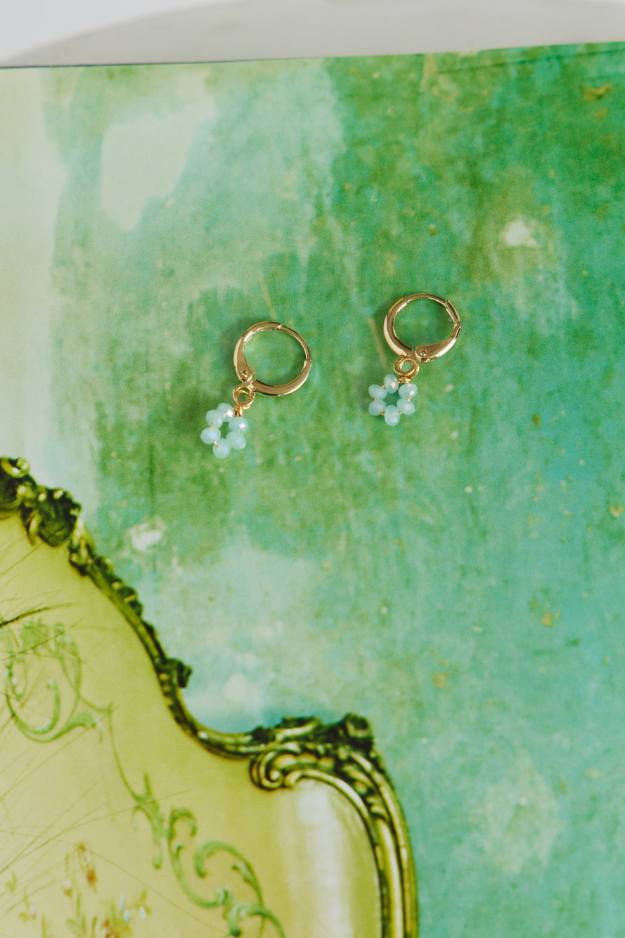 14K Gold Plated Daisy Sweet Earrings Light Blue-CALLISTARI