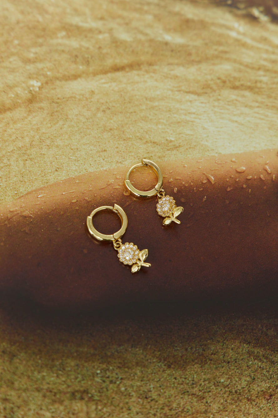 18K Gold Plated Opalescent Roses Earrings Gold-CALLISTARI