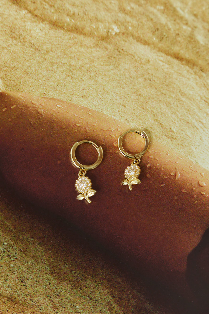 18K Gold Plated Opalescent Roses Earrings Gold-CALLISTARI