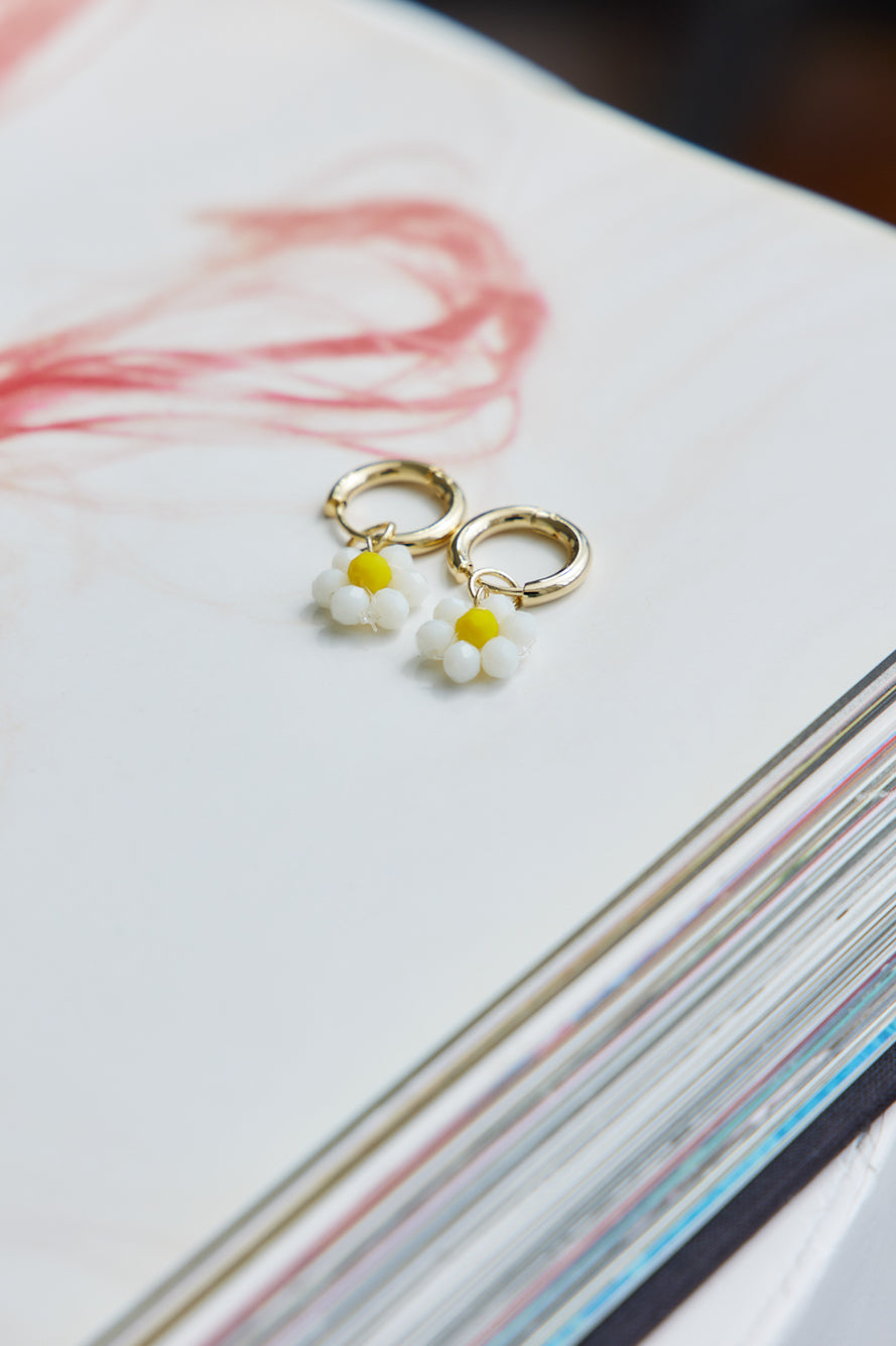 14K Gold Plated Cute As A Daisy Earrings White-CALLISTARI