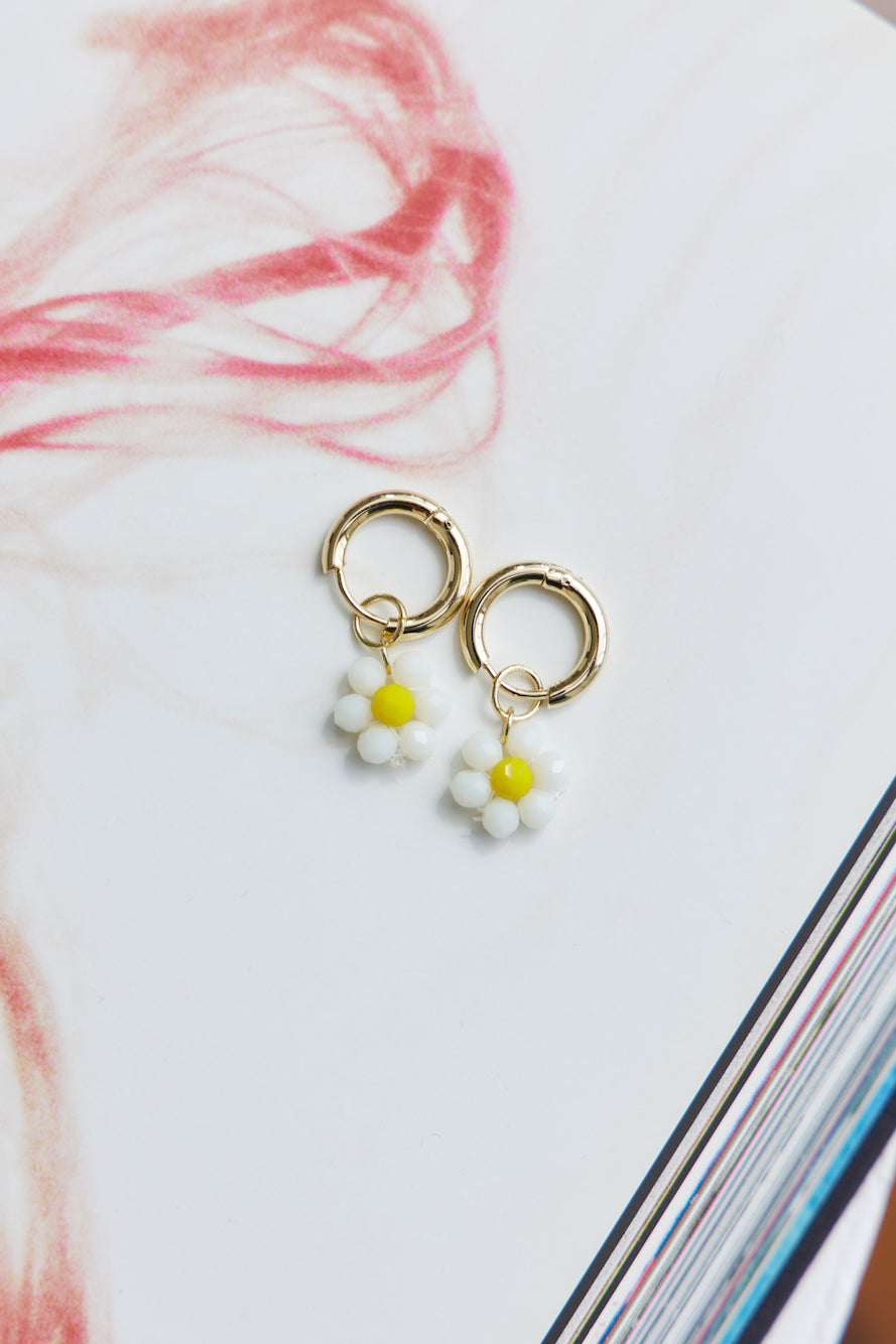14K Gold Plated Cute As A Daisy Earrings White-CALLISTARI