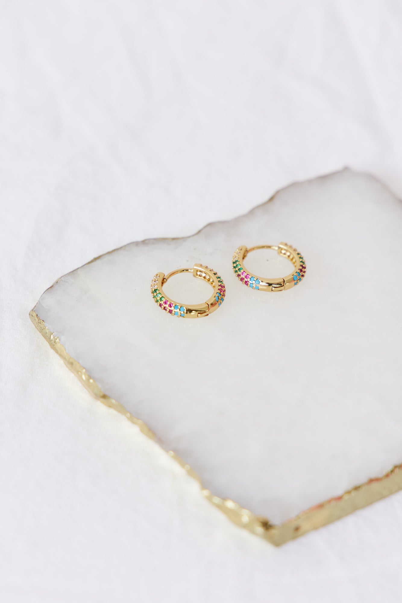 18K Gold Plated All Gemmed Up Earrings-CALLISTARI