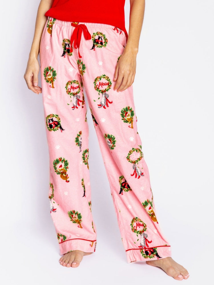 Kitten Wreath Print Pajama Set-Trafni