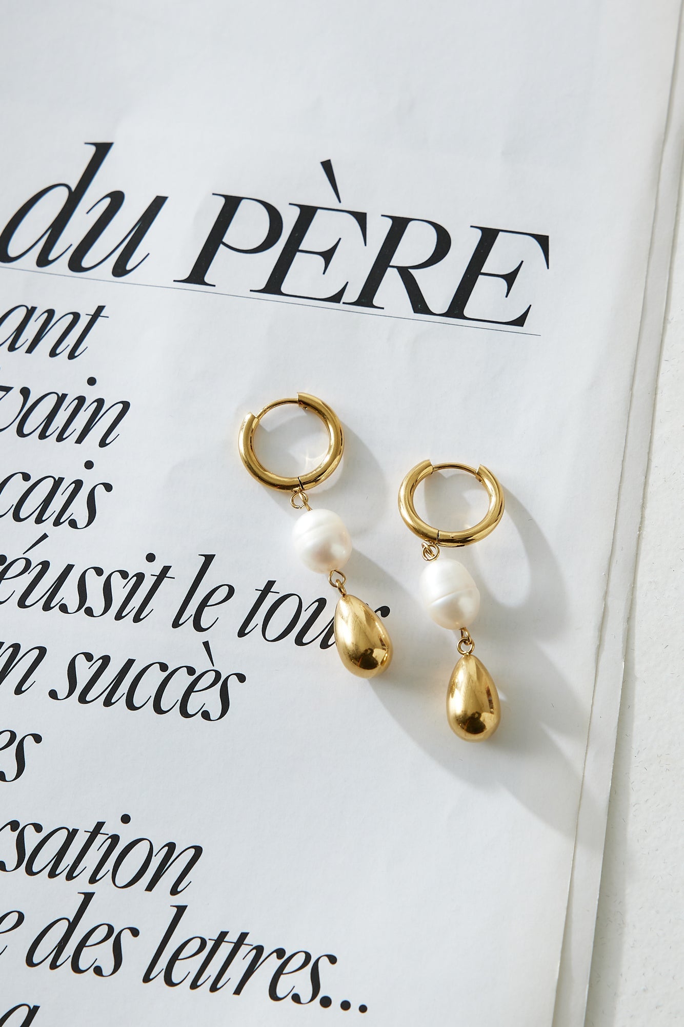 18k Gold Plated Golden Pearl Earrings Gold-CALLISTARI