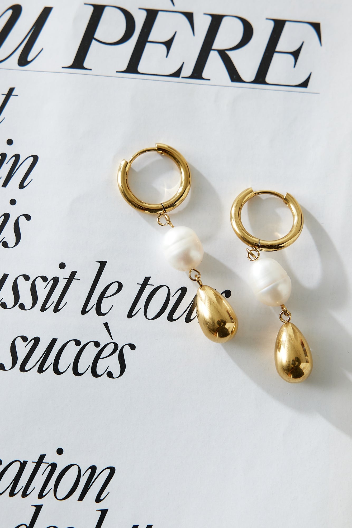 18k Gold Plated Golden Pearl Earrings Gold-CALLISTARI