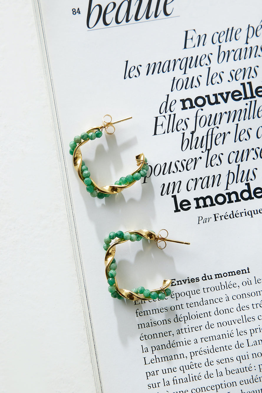 18k Gold Plated Exotic Gem Earrings Gold-CALLISTARI