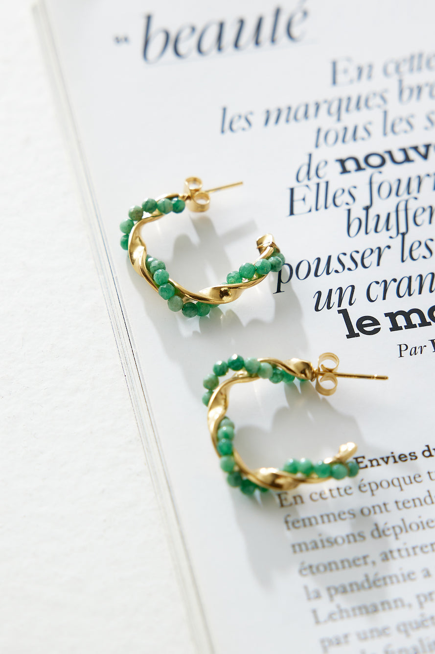 18k Gold Plated Exotic Gem Earrings Gold-CALLISTARI